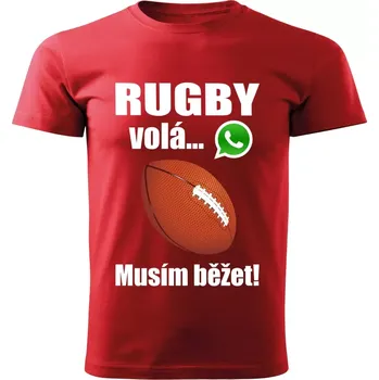 Dětské tričko Rugby volá musím běžet červené ( dětské tričko rugby volá musím běžet)
