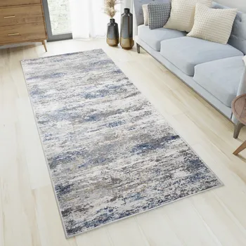 Koberec Běhoun na míru Portland - abstrakt 9 - modrý/šedý Rozměr koberce: 80 cm