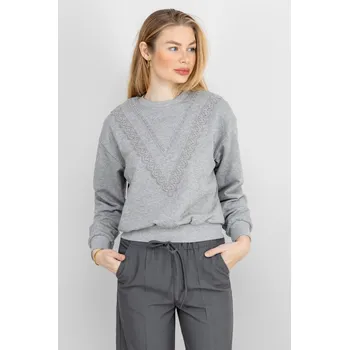 Dámská mikina Jacqueline de Yong JDY dámská mikina s krajkovou aplikací Ebba šedá Velikost: S