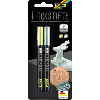 Lakové tužky - 2 ks - barva: zlatá, stříbrná - 1mm