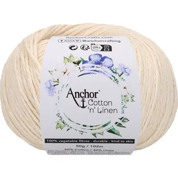 Příze Anchor Cotton 'n' Linen 00002 Pearl Háčkovací příze