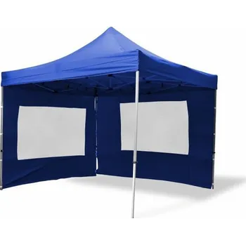 Zahradní stan Párty stan 3x3m s nůžkovým rámem profi, hliník / polyester, 4 stěny s okny, modrý