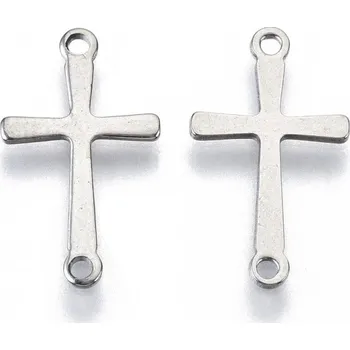 Přívěsek Přívěsek z nerezové oceli se dvěma očky-křížek 17x9,5x0,8 mm