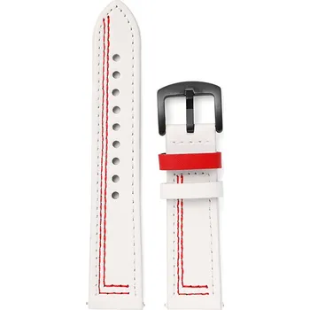Ostatní příslušenství k chytrým hodinkám eses Kožený řemínek - Bílý s červeným vzorem, 20 mm