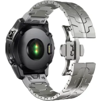 Příslušenství k chytrým hodinkám Kovový řemínek s dekorem EasyFit/QuickFit 22 mm na Garmin watch Stříbrná