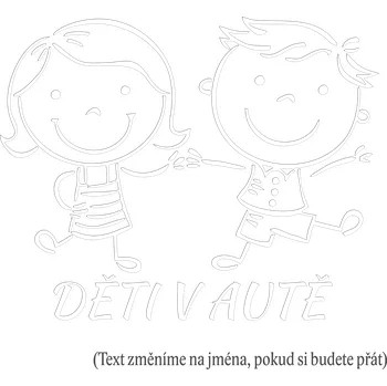 Samolepicí dekorace na vozidlo Děti v autě Holka a kluk 2 - modrá / 10x9 cm