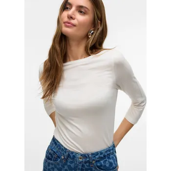 Dámské tričko Vero Moda dámské triko s 3/4 rukávem Fiona smetanové Velikost: XL