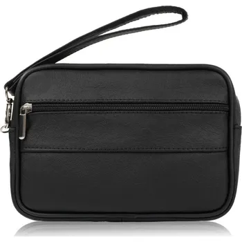 Kabelka Abruzzo Pánská kožená etue kabelka, prostorná, klasická Abruzzo černá