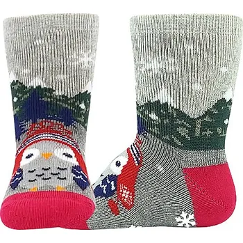 Kojenecké ponožky Boma - Huhik ABS, šedá / růžová Barva: Růžová, Velikost: 18-20