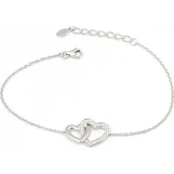 Náramek Dámský stříbrný náramek se srdíčky 79221F 17-20 cm