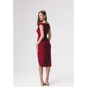 Dámské šaty Aurora Koktejlové šaty Bardott Bordó Feminine Fit XS_S