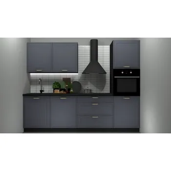 Kuchyňská linka Black red white Kuchyňská linka Verdi 260 Barva korpusu skříněk: Šedá grenola, Zvolte barvu dvířek: Jasná šedá mat