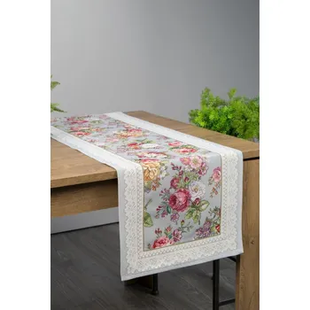 ubrus Šedý gobelínový ubrus s romantickým tkaným květinovým vzorem Šířka: 100 cm | Délka: 100 cm