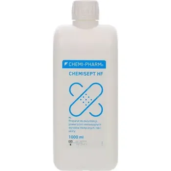 Dezinfekce CHEMI-PHARM, CHEMISEPT HF s uzávěrem, 1l (Tekutý alkoholový dezinfekční přípravek na bázi kombinace alkoholu a chlorhexidinu)