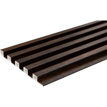 Obklad ALFIstyle WPC Obkladový panel - Lamela vystouplá, Tmavě hnědá, 2900x210x20 mm