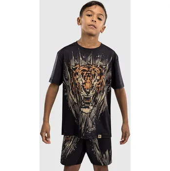 Oblečení pro bojové sporty DĚTSKÉ funkční Dry Tech tričko Venum Tiger - Black/Neon Orange Velikost: 8 let