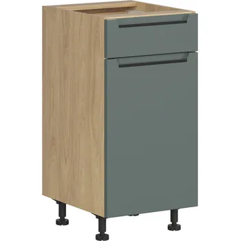 Kuchyňská skříňka Black red white Spodní kuchyňská skříňka Iris D1S_40/82_L/SFB-KPL04 se zásuvkou Zvolte stranu: pravé provedení, Barva korpusu skříněk: Dub hikora, Zvolte barvu dvířek: Zeleň boho mat