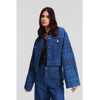 Dámská casual bunda BUNDA KARL LAGERFELD EMBROIDERED DENIM JACKET MID BLUE DENIM