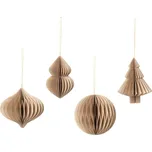 Závěsné vánoční ozdoby v sadě 4 ks Broste CHRISTMAS MIX - přírodní hnědá