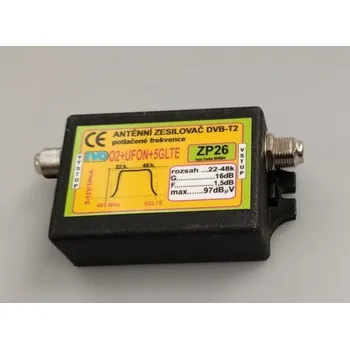 Anténní zesilovač IVO zesilovač DVB-T2 16dB s potlačením 5G LTE plus O2 plus UFON IZP26-X