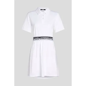 Dámské šaty ŠATY KARL LAGERFELD LOGO TAPE SHIRT DRESS WHITE