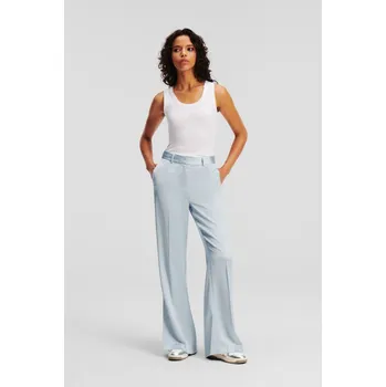Dámské kalhoty KALHOTY KARL LAGERFELD FLUID SATIN TAILORED PANTS CASHMERE BLUE