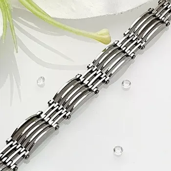 Náramek Elegantní pánský ocelový náramek - stříbrný