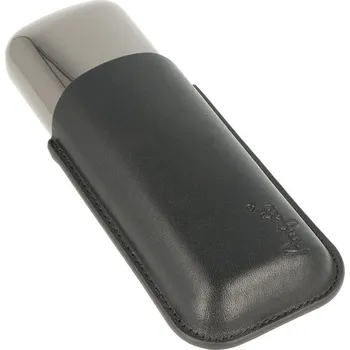 Pouzdro na 2 doutníky Angelo, kov/kůže, černé