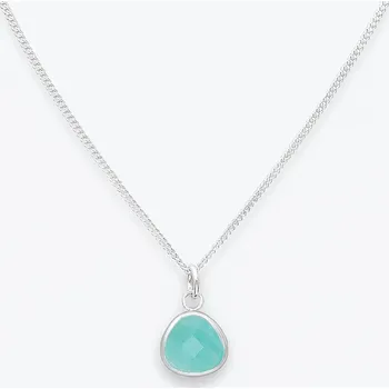Řetízek Stříbrný náhrdelník amazonit Kapka - Ag925