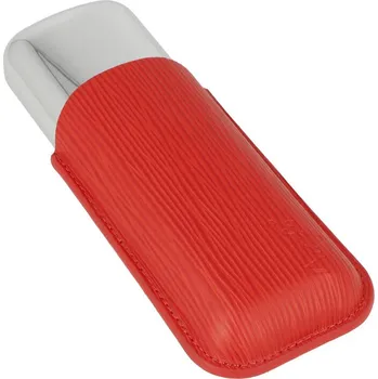 Pouzdro na 2 doutníky Angelo, kov/kůže, červené