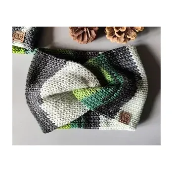 Zimní čelenka Pletená čelenka - zelená a antracitová č.5