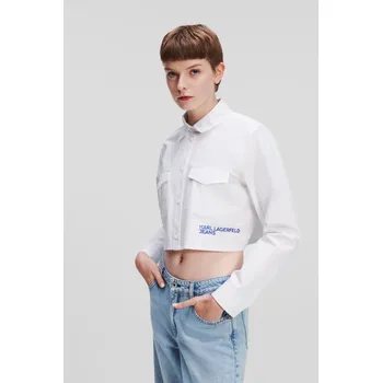 Dámská košile KOŠILE KARL LAGERFELD JEANS KLJ CROPPED LOGO SHIRT WHITE