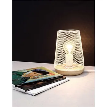 Stojací lampa NOVALUCE Stolní lampa MARCO bílý kov přírodní dřevo E27 1x12W 230V IP20 bez žárovky - NOVA LUCE