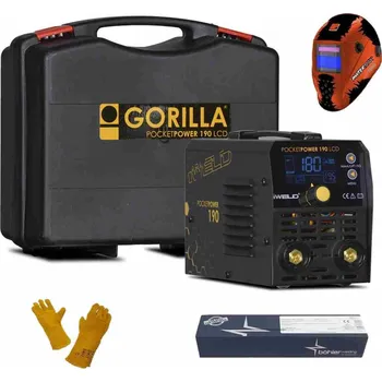 Svářečka iWELD Svářecí invertor 190 LCD VRD Pocket Power pro MMA - SET "zapoj a svařuj" 80POCPWR190