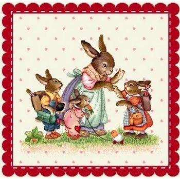 ubrus Texicop s.r.o. Ubrus - GOBELÍNOVÝ červený Zajíčci velikost: povlak 42/42 poslední 1 kus