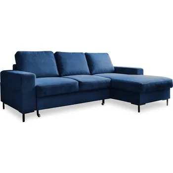 Pohovka Tmavě modrá manšestrová rozkládací rohová pohovka (pravý roh) Lofty Lilly – Miuform ID_1681592