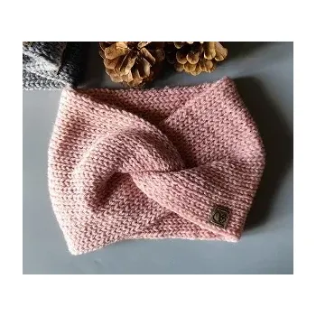 Zimní čelenka Pletená čelenka - růžová