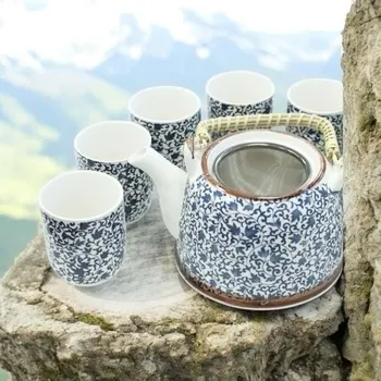 Konvice na čaj Čajová souprava - Modrý list