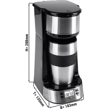 Kávovar G.Gastro BEEM | Single Coffee Maker – Stainless Steel - 400 ml Travel Mug - 24-hour Timer - Permanent Filter