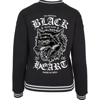 Dámská mikina Dámská Mikina BLACK HEART WOLF College Barva: Černá, Velikost: S