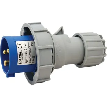 Elektrická zásuvka Tracon TICS-0132H Průmyslová vidlice, se zvýšeným krytím 16A, 250V, 2P+E, 6h, IP67 (Tracon TICS-0132H)