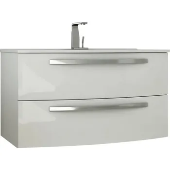 Koupelnový nábytek Stella Skříňka s umyvadlem, 100 × 55 × 54 cm, MDF, sklo, bílá 01511=54281+82416+44009