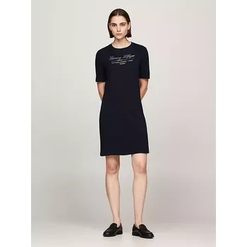 Dámské šaty Tommy Hilfiger dámské šaty Script Logo modré L