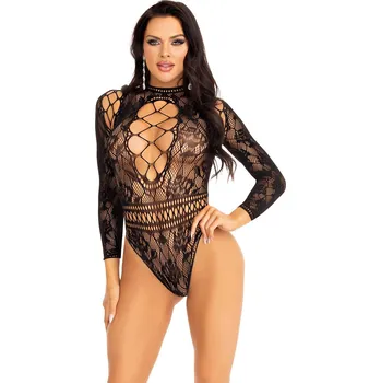 Very Sexy Lingerie Leg Avenue High neck lace bodysuit - Black - O/S