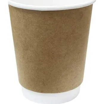 Jednorázové nádobí kelímek papírový 250 ml - kraft hnědý, double wall (25 ks/balení)