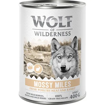 Krmivo pro psa 6x400 g Wolf of Wilderness Adult - Mossy Miles - drůbež s králičím