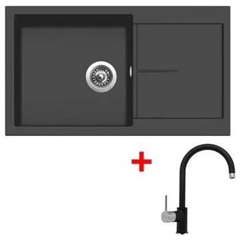 Granitový dřez Sinks INFINITY 860 Pureblack + Vitalia GR