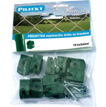Příslušenství pro plot PILECKÝ Příchytka napínacího drátu se šroubem - ZELENÁ 10ks/balení