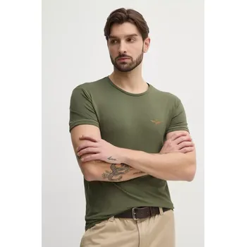 Pánské tričko Tričko Aeronautica Militare zelená barva, s potiskem, AM1UTI003 87X, vel. XXL