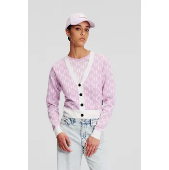Dámský svetr KARDIGAN KARL LAGERFELD KL MONOGRAM SHORT CARDIGAN KL MONOGRAM ORCHID BOUQUET